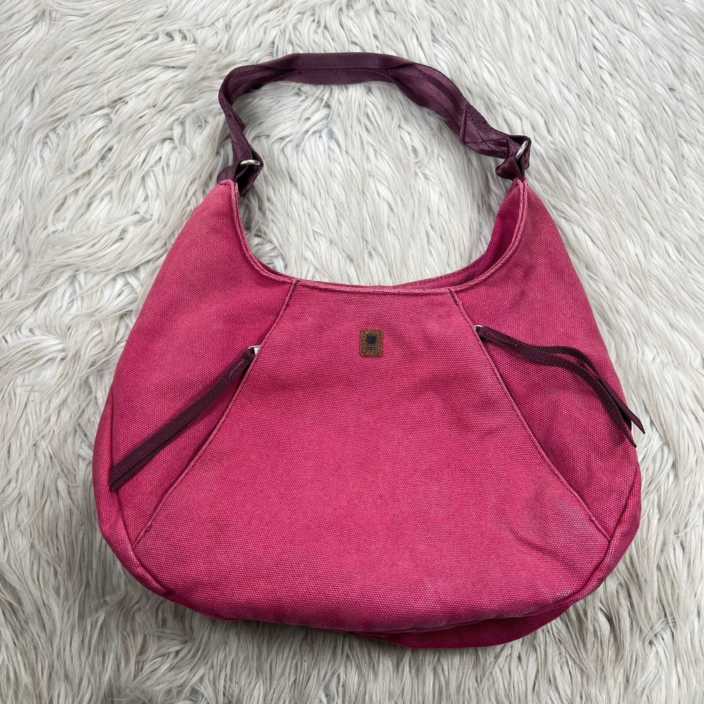 Brooklyn Industries Pink Canvas Crescent Shoulder Bag